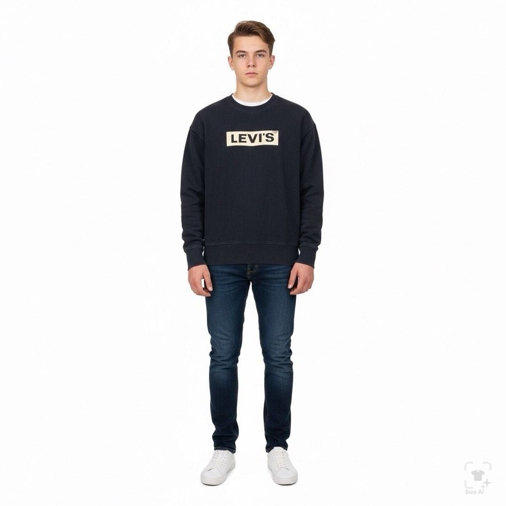 Levi's Men's Relaxed Graphic Crewneck‎ Sweatshirt in Navy Blue